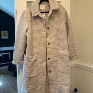 Banana Republic Light Beige Textured Wool-Blend Trench Coat